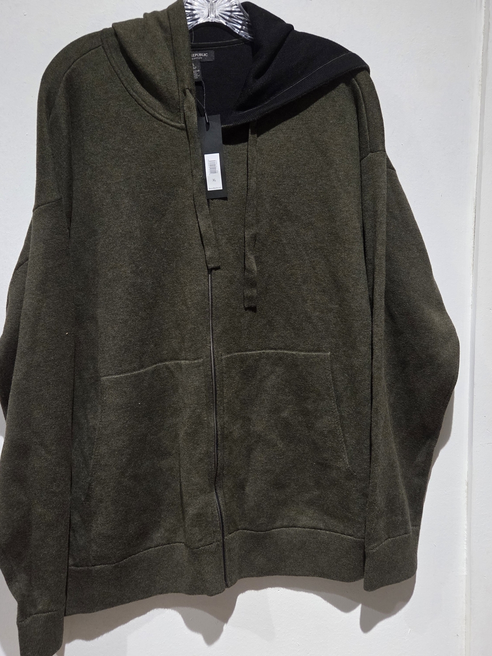 Banana Republic Men's Olive Zip-Up Hoodie Sweater